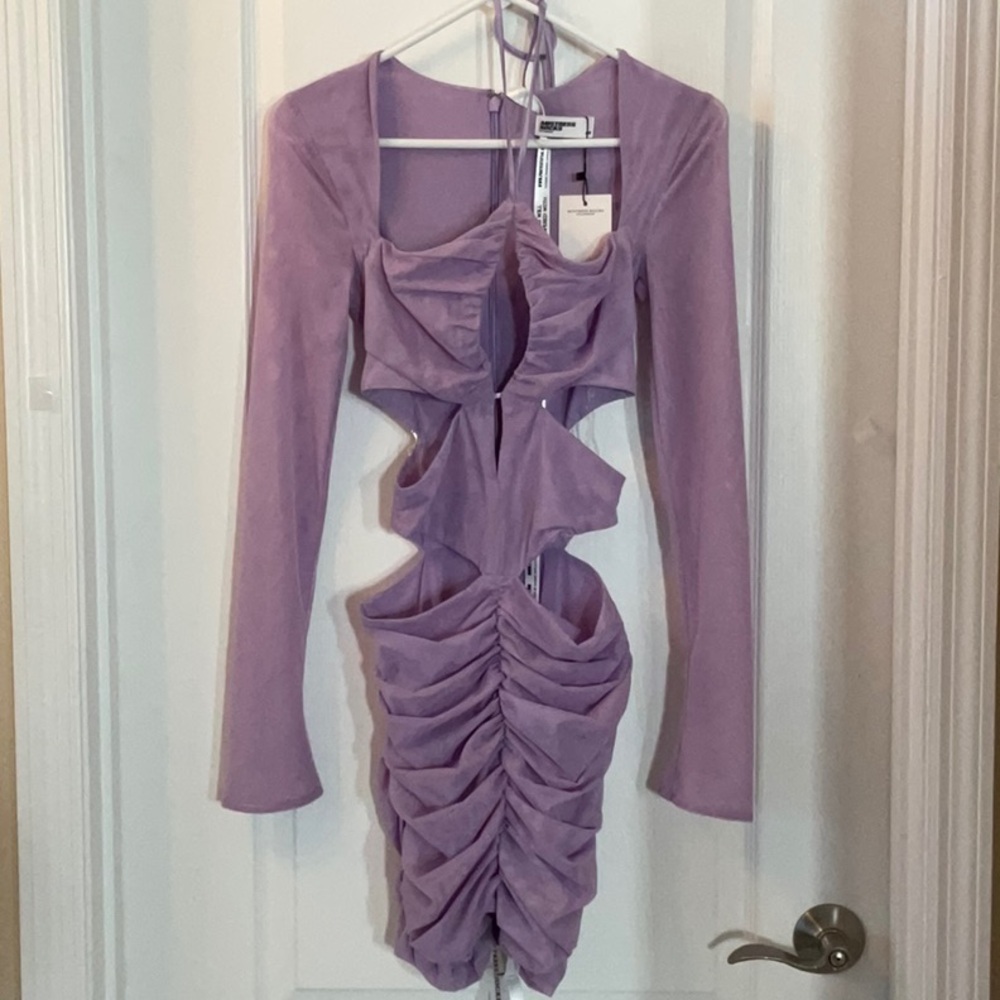 House of CB Mistress Rocks AURA Gathered Lilac Mini Dress XS - Picture 8 of 10